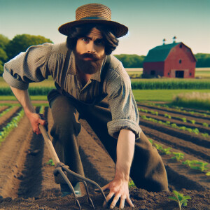 a man in the 1800 in the usa han he is farming