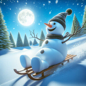 Create a winter-themed image featuring Olaf, the snowman from Di...
