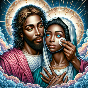 Ensure that the image distinctly represents both Jesus Christ an...