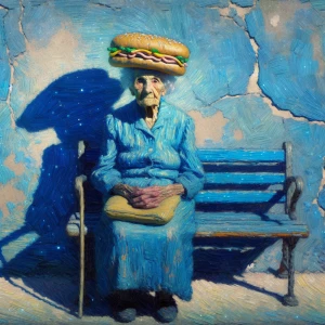 grainy, blurry, simplified, angular, harsh, absurd, modernist pa...