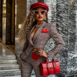 African American Betty Boop with long hair, flawless makeup and...