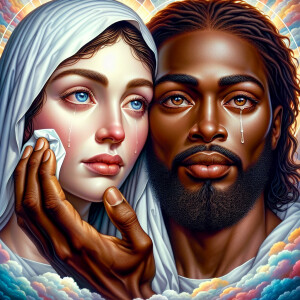 Ensure that the image distinctly represents both Jesus Christ an...
