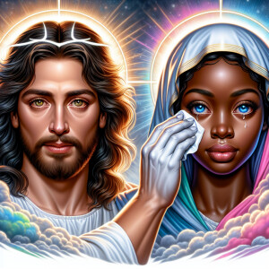 Ensure that the image distinctly represents both Jesus Christ an...