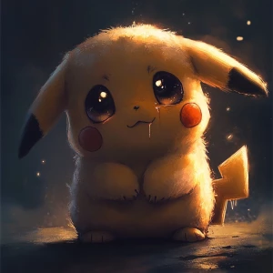 In a soft, dimly lit background, a vulnerable **Chibi Pikachu**...