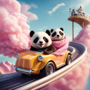 A charming illustration of an adorable panda, and a charming slo...