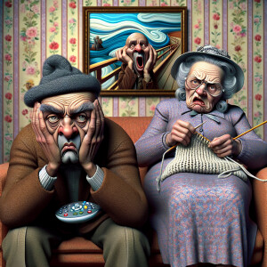 Digital art, a stylized African-American elderly couple wearing...