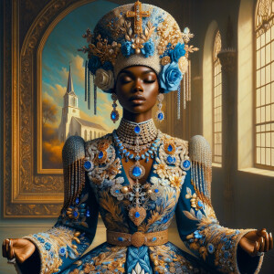 Create an illustration that embodies spirituality and a deep con...
