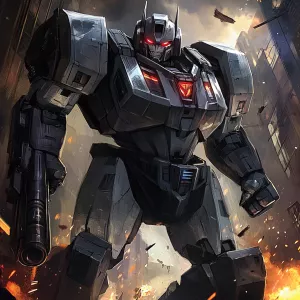 Create an image of Megatron from the classic Transformers cartoo...