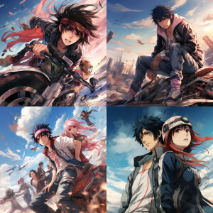 Create a promotional poster of a anime series like Air Gear