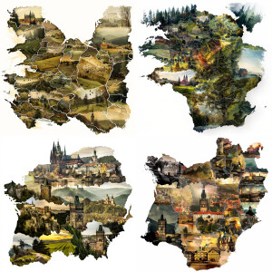 I need a map of Czechia where will be empty places to place phot...