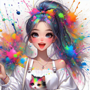 (solid background), ((multiple thick acrylic pigment vivid color...