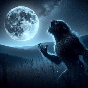 Lycan hairymuscled howling under the full moon details of the fu...