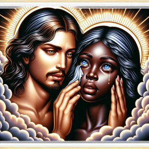 Ensure that the image distinctly represents both Jesus Christ an...