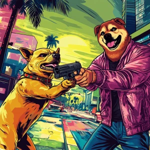 MEME PEPE in GTA art style — Fighting with doge — in the style o...