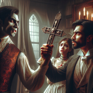 Illustrate a hyper-realistic scene set in a 19th-century haunted...