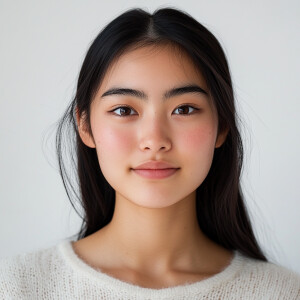 Create an image of a cute 19-year-old Californian Japanese woman...