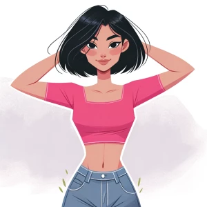 A girl with black hair she's skinny she's white she's wearing a...