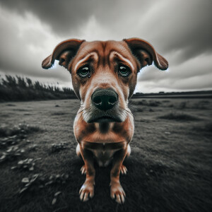 Нарисуйте изображение грустной собаки