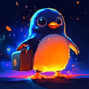 cute and simplistic cartoon character of a baby penguin. The pen...