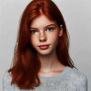 Using imagen 3, generate a red hair  frekles, girl, 16 years old...