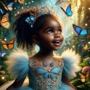 Create an image of a three-year-old African-American girl with a...
