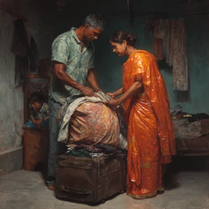 Hyoerrealism,sharp painting.a 54-year-old Gujarati aunty who wor...