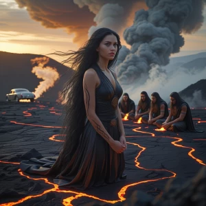 Ultra-realistic cinematic portrait of Laeria, a striking young w...