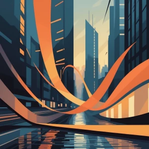 Render a scene that captures the essence of a bustling city at d...