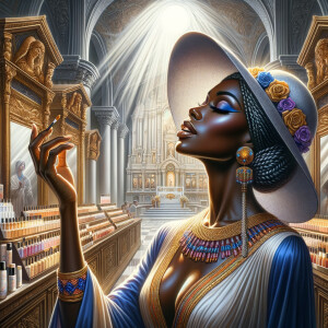 Create an airbrush oil painting of an African American woman wit...