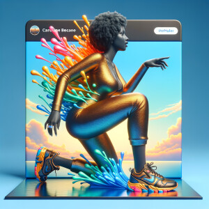 Create a 3D illustration of a realistic light skinned African-Am...