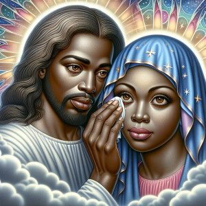 Ensure that the image distinctly represents both Jesus Christ an...