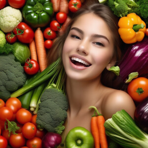 Teen girl testing which vegetable can be used as a sex you on he...