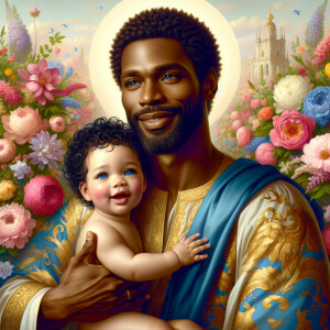 Generate an image of a very handsome, light-skinned African-Amer...