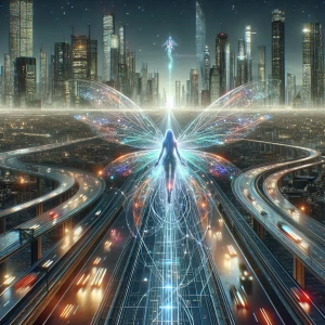 Create a digital painting of the fairylike pulsar surfer, an eth...