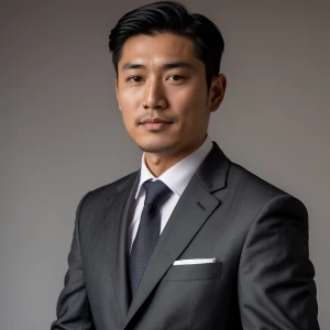 Photography, photo for resume, an Asian man in a suit, looking c...
