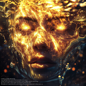 "Create a highly detailed and surreal image of a person's face i...