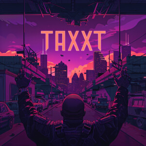 Create a futuristic album cover featuring a bald African America...