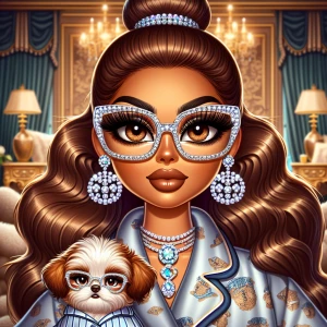 Black Betty boop with hazelnut brown skin,  long hair with full...