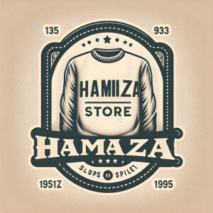 Create a realistic logo with the text "HAMZA STORE" and a pictur...
