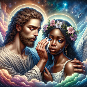 Ensure that the image distinctly represents both Jesus Christ an...