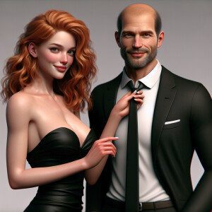 Photorealistic image, ginger haired, pale skin, beautiful  femal...