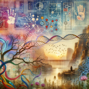 The golden ratio, Minimalist art Circuit, boards, circuitry, diagrams Cellular structures, DNA, circuit boards, colorful wires,  asian and Egyptian  graffiti, lie detector graphs, cardio, printout , branches infinity sign, cave, Art, handprints, distant birds flying, flowering vines, abstract gestural painting, dna, gears