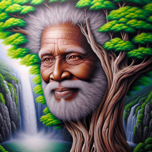 A hyper-realistic 3-D oil painting depicting a tree integrated w...