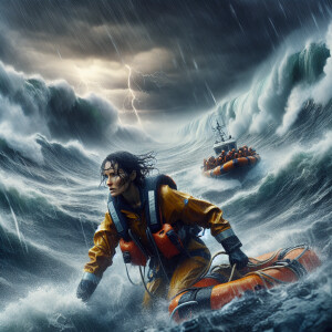 Stormy Sea Rescue: Battling the elements during a rescue mission...