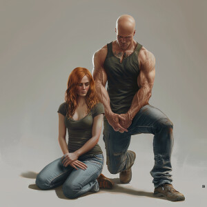 A photorealistic high resolution image. Light ginger haired fema...