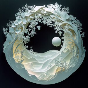 Kirigami Art in the Theme of Planets and Flora manifests as a po...