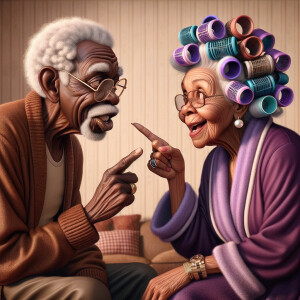 An animated image featuring an African-American elderly couple i...