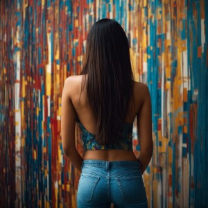 Vividly stunning Teen Hispanic pretty girl thin, long hair and b...