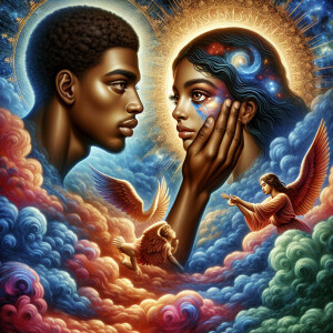 Ensure that the image distinctly represents both Jesus Christ an...