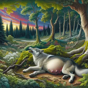 Heavily pregnant wolf